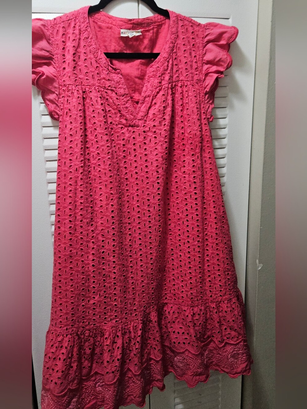Roller Rabbit Malina Eyelet Ozra Dress Raspberry Cotton Ruffle Large - Picture 4 of 7